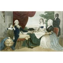 After Edward Savage (American 1761-1817), Washington Family, Hand-colored aquatint engraved b...