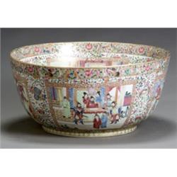 Chinese Export 'Mandarin Palette' Punch Bowl, Modern, Height: 8-3/4 in (22.2 cm); Diameter: 1...