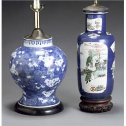 Two Chinese Export Porcelain Vases, Late 19th-Early 20th Century, The first, blue and white '...