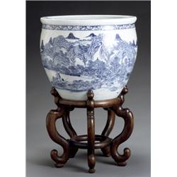 Chinese Export Blue and White Fish Bowl, Daoguang-Xianfeng Period (1821-1861), Together with...