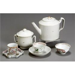 Group of Sixteen Chinese Export Tea Wares, Qianlong-Jiaqing Period (1736-1820), In various pa...