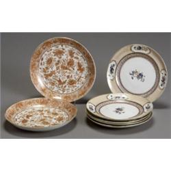 Group of Seven Chinese Export Plates, Jiaqing-Daoguang Period (1796-1850), Consisting of a se...