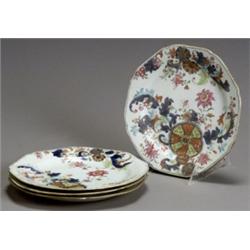 Set of Four Chinese Export 'Pseudo Tobacco Leaf' Octagonal Plates, Qianlong Period (1736-1795)...