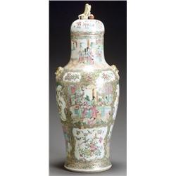 Chinese Export 'Canton Rose Medallion' Covered Urn, Daoguang-Xianfeng Period (1821-1861), Age...