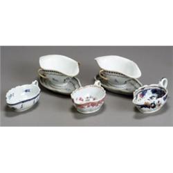 Five Chinese Export Sauce Boats and Two Undertrays, Jiaqing-Daoguang Period (1796-1850), Cons...