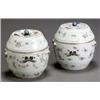 Image 1 : Pair of Chinese Export 'Famille Rose' Barrel-Form Covered Jars, Guangxu Period (1875-1908), E...