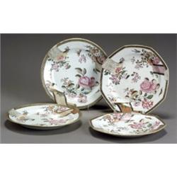 Two Pair of Chinese Export 'Famille Rose' Plates, Qianlong Period (1736-1795), Consisting of...