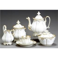 American Parcel Gilt White Glazed Porcelain Dessert Service, Second Half 19th Century, Consis...