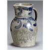 Image 1 : American Cobalt Blue Decorated Salt-Glazed Stoneware Pitcher, Mid-19th Century, The shoulder...