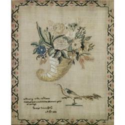 American Needlework Sampler, Worked by Mary M. Meem, Georgetown, DC, Dated 1836, Worked in pi...