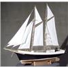 Image 1 : Painted Wood Model of a Two-Masted Schooner, 20th Century, The hull painted black, white and...