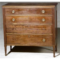 Federal Mahogany Chest of Drawers, New England, Probably Massachusetts, Circa 1810, Top crack...