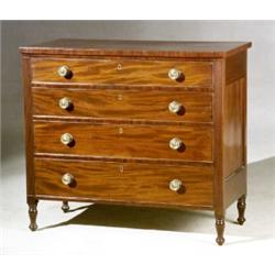 Federal Mahogany Chest of Drawers, Massachusetts, Circa 1810, Top with repaired crack; brasse...