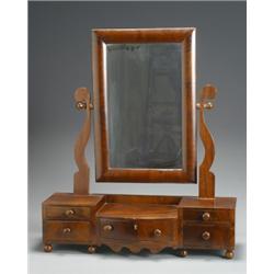 Classical Mahogany Chest Mirror, Dated October, 1841, Underside of central drawer inscribed i...