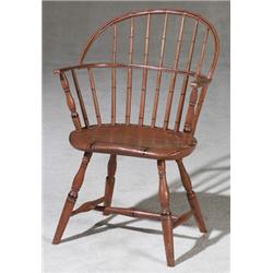 Windsor Red and Black Painted Sack-Back Armchair, Probably New England, Late 18th-Early 19th Ce...