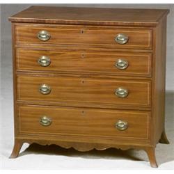 Federal Satinwood Inlaid Mahogany Chest of Drawers, Maryland, Circa 1805, Some repairs to dra...