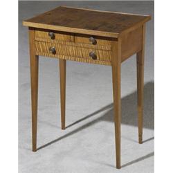 Federal Curly Maple and Cherry Work Table, New England, Probably Massachusetts, Circa 1805, T...