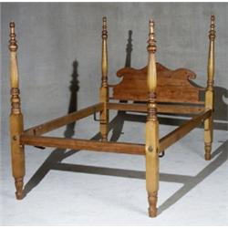 Federal Turned Maple and Pine Bedstead, New England, Predominantly made from 19th Century eleme...