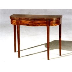 Federal Satinwood Inlaid Mahogany Serpentine Fold-Top Card Table, New England, Probably Massach...