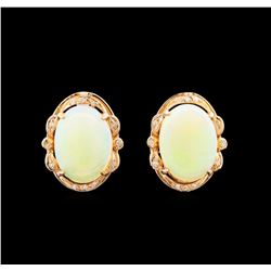 14KT Rose Gold 7.00 ctw Opal and Diamond Earrings