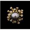 Image 2 : Tahitian Pearl and Diamond Ring - 14KT Yellow Gold