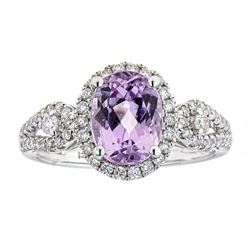 2.55 ctw Kunzite and Diamond Ring - 14KT White Gold