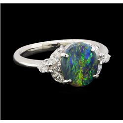 1.28 ctw Black Opal and Diamond Ring - Platinum