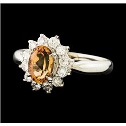 1.12 ctw Imperial Topaz and Diamond Ring - Platinum