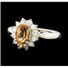 Image 1 : 1.12 ctw Imperial Topaz and Diamond Ring - Platinum