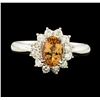 Image 2 : 1.12 ctw Imperial Topaz and Diamond Ring - Platinum