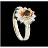 Image 4 : 1.12 ctw Imperial Topaz and Diamond Ring - Platinum