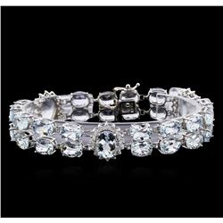 40.00 ctw Aquamarine and Diamond Bracelet - 14KT White Gold