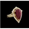 Image 1 : GIA C 5.98 ctw Ruby and Diamond Ring - 14KT Yellow Gold