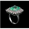 Image 4 : GIA Cert 10.87 ctw Emerald and Diamond Ring - 14KT White Gold
