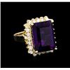 Image 1 : 13.15 ctw Amethyst and Diamond Ring - 14KT Yellow Gold