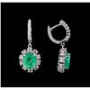 Image 2 : 5.54 ctw Emerald and Diamond Earrings - 14KT White Gold