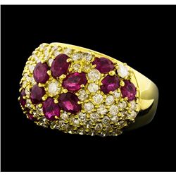 Ruby and Diamond Ring - 18KT Yellow Gold