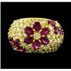 Image 2 : Ruby and Diamond Ring - 18KT Yellow Gold