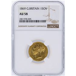 1869 NGC AU58 Great Britain 1 Sovereign Gold Coin