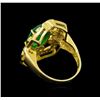 Image 3 : 14KT Yellow Gold 2.85 ctw Emerald and Diamond Ring