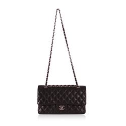 Authentic Vintage Chanel Medium Flap Bag in Black Caviar Leather