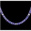 Image 2 : 54.00 ctw Tanzanite and Diamond Necklace - 14KT White Gold