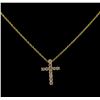 Image 1 : 0.34 ctw Diamond Cross Pendant With Chain - 14KT Yellow Gold