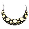 Image 1 : Metallic Button Bib Necklace - Black Plated