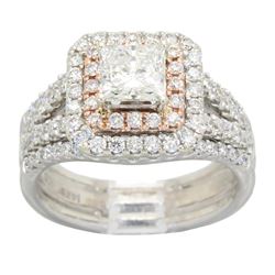 1.75 ctw Certified Diamond Ring - 14KT White and Rose Gold