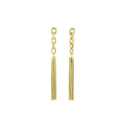 Link and Chain Tassel Post Earrings - Gold Plated