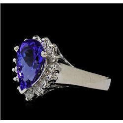 2.5 ctw Tanzanite and Diamond Ring - 14KT White Gold