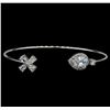 Image 1 : Star and Drop CZ Open Bangle Bracelet - Rhodium Plated