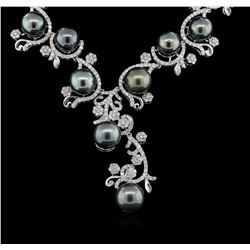 Tahitian Pearl and Diamond  Necklace - 14KT White Gold