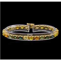 14KT Yellow Gold 16.20 ctw Multicolor Sapphire Bracelet